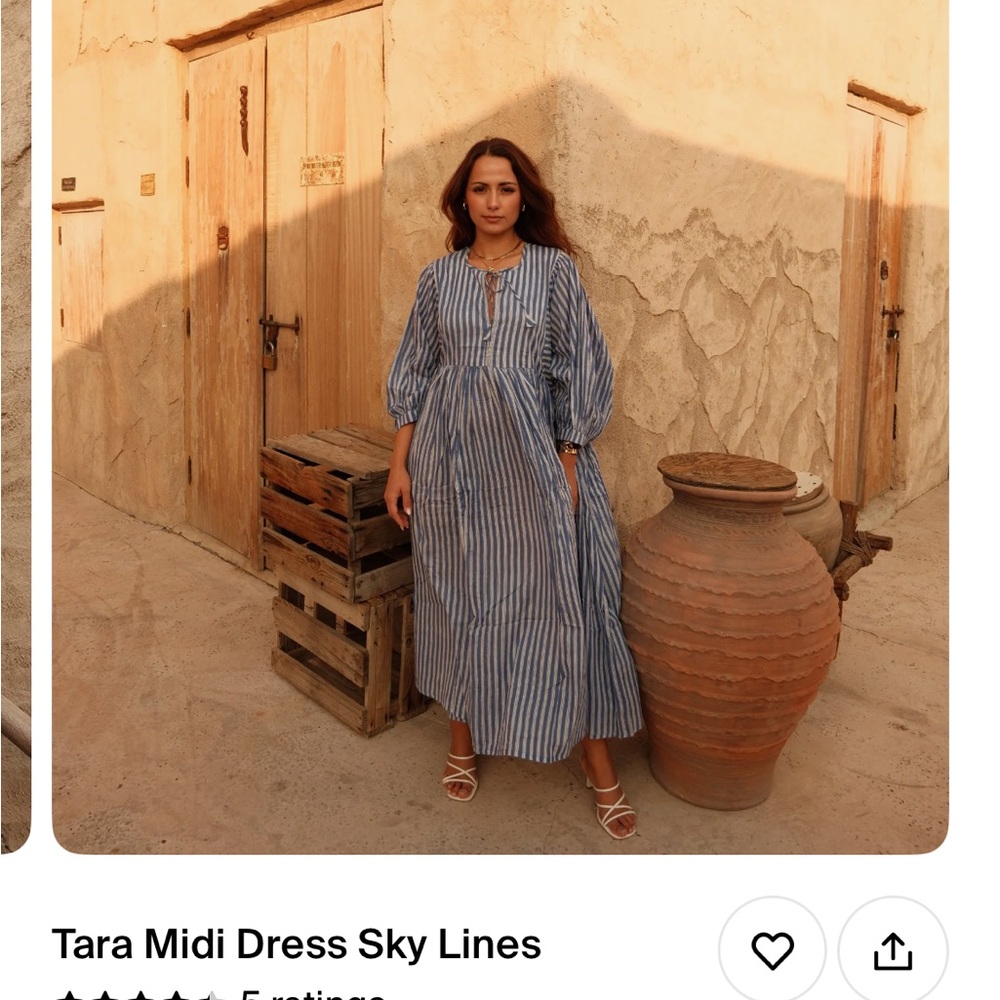 Blue Striped Midi Dress